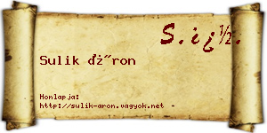 Sulik Áron névjegykártya